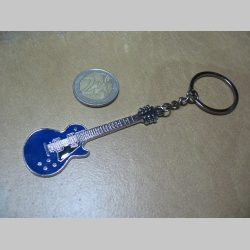 gitara modrá, kovová kľúčenka